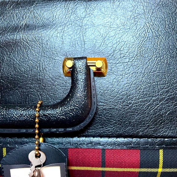 Mid Century 50s Vintage Hanging Red Tartan Plaid Luggage Garment Bag - Picture 4 of 15